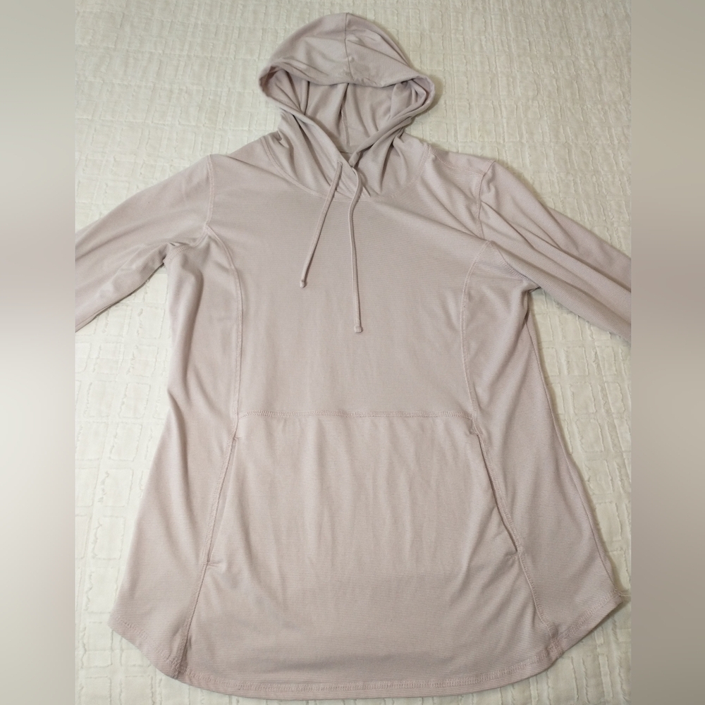RBX Pullover Hoodie, Kangaroo Pocket, Subtle Pink And‎ White Stripe, Size Medium